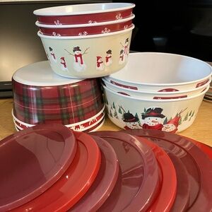 Set of 9 Winter Holiday Cookie Storage Bowls